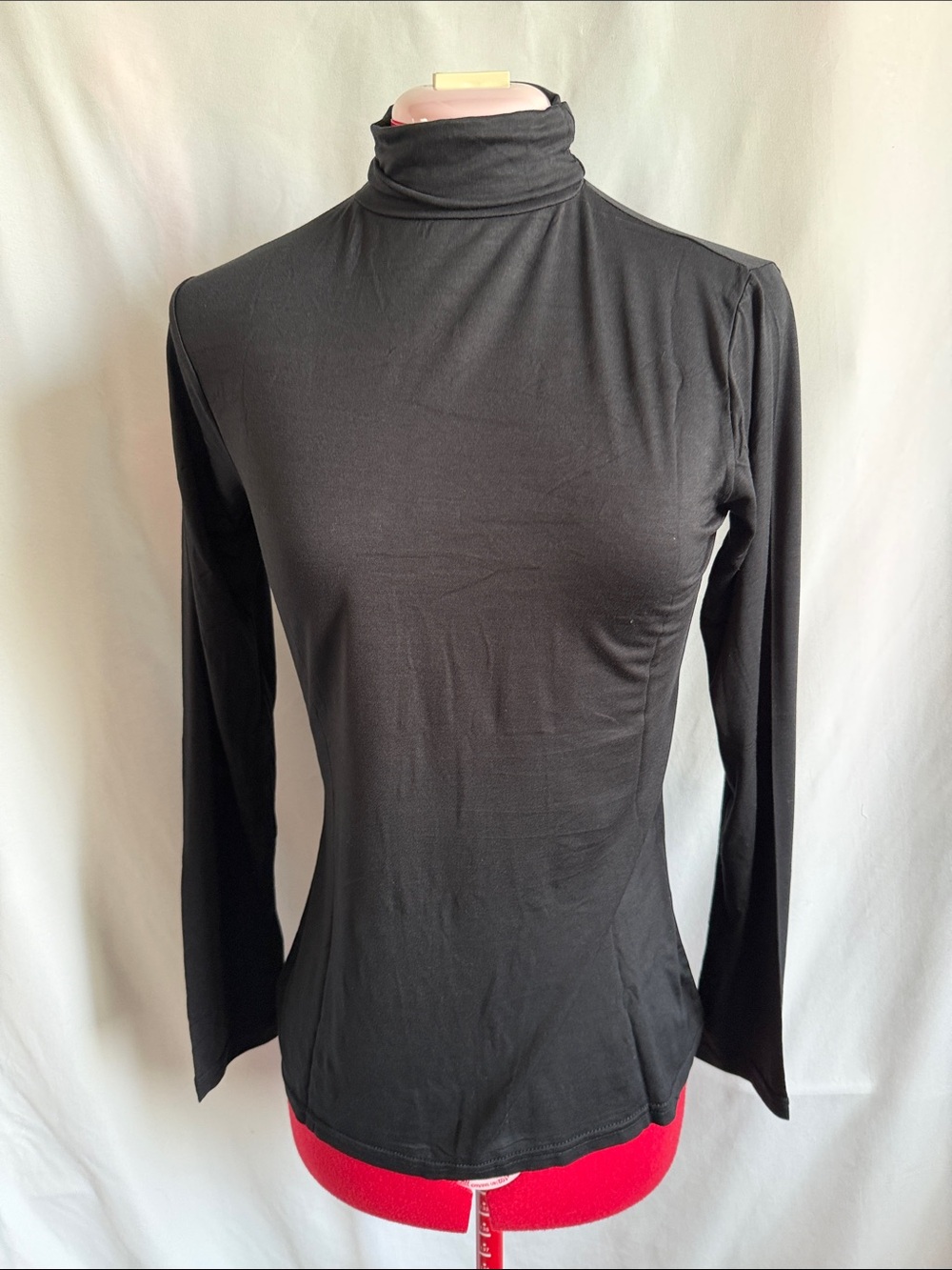 Slim Black Turtleneck Long-Sleeve Top